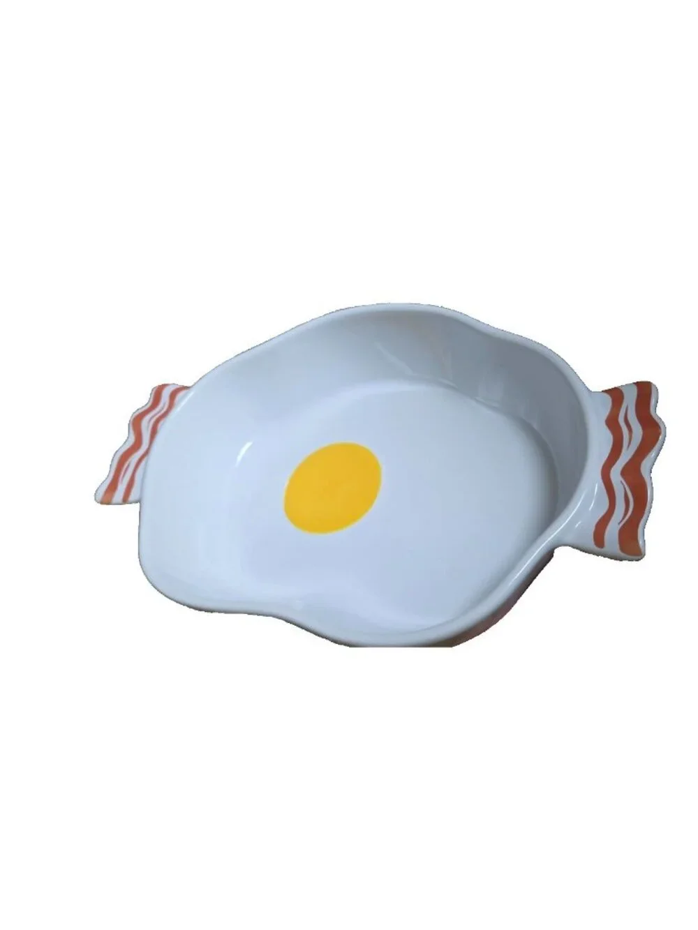 Ceramic Stoneware Bacon Handle Egg Serving Breakfast Dish Kitchen